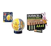 Ravensburger 3D Puzzle Ball Pokémon LED, 72 Piezas, 6+ años, & Duracell AA Recargables 8 Unidades, 2500mAh