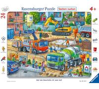 Ravensburger- Auf Der Baustelle ist Was infantil-05142 ¡Lo Que está pasando en el Sitio-Puzzle con Marco para niños a Partir de 4 años, con 24 Piezas, Color Teal/Turquoise Green (05142)
