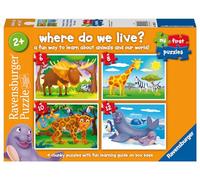 Ravensburger- Animales Dónde vivimos Mi Primer Rompecabezas años en adelante (2, 3, 4 y 5 Piezas) educativos Juguetes para niños pequeños, 14,8 x 21 x 0,2 cm (3058)