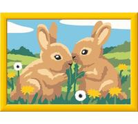 Ravensburger CreArt 12023124 - Bunny Friends: Pintura por número para niños a Partir de 7 años, Set de Pintura con Marco, Pincel y Pinturas acrílicas, Regalo para niñas y niños