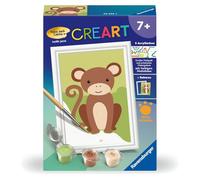 Ravensburger CreArt 23986 - Pequeño Mono - Pintura por números para niños a Partir de 7 años, Kit de Pintura con Marco, Pinceles y Pinturas acrílicas, Regalo para niñas y niños