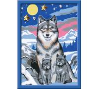 Ravensburger CreArt 27784, Sweet Wolf Family, Cuadro por números para niños a Partir de 9 años, Juego de Pintura con Marco, Pincel y Pinturas acrílicas, Regalo para niños y niñas, con Purpurina