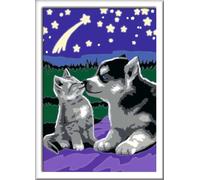 Ravensburger CreArt 27847 - Perro y Gato, Pintura por números a Partir de 7 años, Juego de Pintura con Marco, Pincel y Pinturas acrílicas, Regalo para niños y niñas, Que Brillan en la Oscuridad