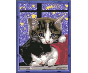 Ravensburger CreArt 28561 - Cuddly Kitten, Pintura por números para niños a Partir de 9 años, Juego de Pintura con Marco, Pincel y Pinturas acrílicas, Regalo para niñas y niños, con Purpurina