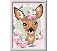 Ravensburger CreArt 28983 - Lindo ciervo - Pintura por números para niños a partir de 7 años, kit de pintura con marco, pinceles y pinturas acrílicas, regalo para niñas y niños, con purpurina