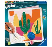 Ravensburger - CreArt Adultos Serie Trend cuadratos - Cactus Paradise | Pintar Por Numeros | Kit Pintura | Medidas De 20 X 20 | Juegos Niños 12 Años | Ideas Regalo | Regalo Niño 12 Años