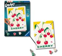 Ravensburger - Creart Adultos Serie Trend D: Cherry Poster | Pintar Por Numeros Adultos | Kit Manualidades Adultos | Colorear Por Numeros Adultos Que Incluye Pintura Y Lienzo 18x24cm