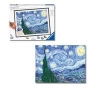 Ravensburger -CreArt Art Collection: Van Gogh, La Noche Estrellada, Pintar por Numeros Adultos y Niños,Cuadros para Pintar por Numeros, Incluye Completo Kit Pintar y Marco, Para Niños 14+ Años,43x33cm