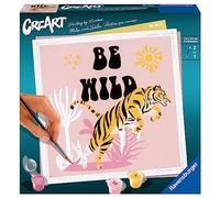 Ravensburger - CreArt Be Wild: Tigre, Kit para Pintar por Números, Contiene una Tabla Preimpresa 20x20 cm, Pincel, Colores y Accesorios, Juego Creativo Relajante para Adultos 14+ Años
