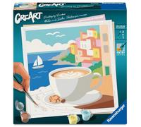 Ravensburger - Creart: Cappuccino en Positano, Pintar por Numeros Adultos, Kit Pintura 20 x 20 cm, Manualidades Adultos, Todo Incluido