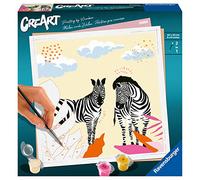 Ravensburger - CreArt Cebra, Kit para Pintar por Números, Contiene una Tabla Preimpresa 20x20 cm, Pincel, Colores y Accesorios, Juego Creativo Relajante para Adultos 14+ Años