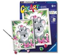 Ravensburger - Creart D: Koalas Adorables | Pintar por Numeros Niños | Kit Manualidades Niños | Kit Pintura Niño Completo | Regalo Niña 9 Años | Incluye Marco 24x18cm