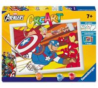 Ravensburger - Creart D: Marvel Capitan America | Pintar por Numeros Niños | Kit Manualidades Niños | Kit Pintura Niños Completo | Manualidades Niña 7 años | Incluye Marco 18x24cm