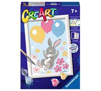Ravensburger - CreArt Serie E: Conejito con Globos, Kit para Pintar por Números, Contiene una Tabla Preimpresa, un Pincel, Colores y Accesorios, Juego Creativo para Niños y Niñas 7+ Años