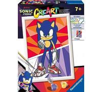 Ravensburger - Creart D: Sonic Prime | Pintar por Numeros Niños | Kit Manualidades Niños | Kit Pintura Niño Completo | Manualidades Niña 7 años | Incluye Marco 18x24cm