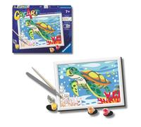 Ravensburger - Creart D: Tortuga Marina | Pintar por Numeros Niños | Kit Manualidades Niños | Kit Pintura Niños Completo | Manualidades Niña 7 años | Incluye Marco 24x18cm