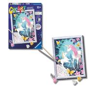 Ravensburger - Creart D: Unicornios con Purpurina | Pintar por Numeros Niños | Kit Manualidades Niños 11 Años | Kit Pintura Niños Completo | Regalo Niña 11 Años | Incluye Marco 24x18cm