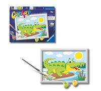 Ravensburger - Creart E: Cocodrilo | Pintar por Numeros Niños | Kit Manualidades Niños | Kit Pintura Niños Completo | Manualidades Niña 7 años y Niño | Incluye Marco 13x18cm