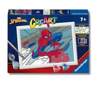 Ravensburger - Creart E: Marvel Spiderman | Pintar por Numeros Niños | Kit Manualidades Niños | Kit Pintura Niños Completo | Manualidades Niña 7 años | Incluye Marco 13x18cm