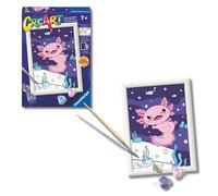 Ravensburger - Creart E: Oxolotl | Pintar por Numeros Niños | Kit Manualidades Niños con Purpurina | Kit Pintura Niños Completo | Manualidades Niña 7 años | Incluye Marco 13x18cm
