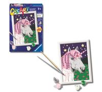 Ravensburger - CreArt Serie E: Unicornio con Brillantes, Pintar por Numeros Adultos y Niños, Cuadros para Pintar por Numeros, Incluye Completo Kit Pintar y Marco, Para Niños 7+ Años, 18x13 cm