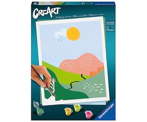 Ravensburger - CreArt En Las montañas, Kit para Pintar por Números, Contiene una Tabla Preimpresa 24x30 cm, Pincel, Colores y Accesorios, Juego Creativo Relajante para Adultos 14+ Años