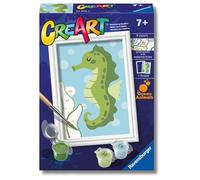 Ravensburger - Creart F: Caballito de Mar | Pintar por Numeros Niños | Kit Manualidades Niños | Incluye Kit Pintura Niños Completo | Regalo Niña 7 Años | Lienzos para Pintar Niños