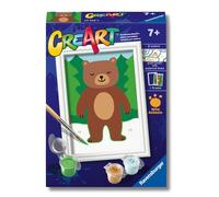 Ravensburger - Creart F: Oso | Pintar por Numeros Niños | Kit Manualidades Niños | Incluye Kit Pintura Niños Completo | Regalo Niña 7 Años | Lienzos para Pintar Niños