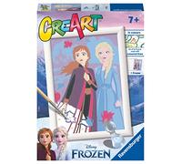 Ravensburger - CreArt Frozen: Sisters Forever, Kit pintar números +7 años | Kit completo con lámina 14x19 cm, colores, pincel y marco incluidos; incluye todo lo necesario para pintar desde 7 años.
