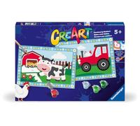 Ravensburger - Creart Junior: Granja | Pintar por Numeros Niños | Manualidades Niña 5 Años | Lienzos para Pintar Niños | Incluye Kit Pintura Niños Completo | 2 Figuras para Pintar