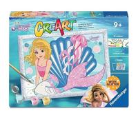 Ravensburger - Creart Junior: Mermaid Magic, Pintar por Numeros Niños +9 años, Kit Pintura Niños, Manualidades Niños 9+ Años, Todo Incluido