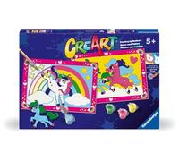 Ravensburger - Creart Junior: Ponis Mágicos | Pintar por Numeros Niños | Manualidades Niña 5 Años | Lienzos para Pintar Niños | Incluye Kit Pintura Niños Completo | 2 Figuras para Pintar
