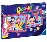 Ravensburger - CreArt Serie Junior: Sirena Mágica, Kit para Pintar por Números, Contiene Dos Tablas Preimpresas, un Pincel, Colores, Juego Creativo para Niños y Niñas 5+ Años