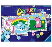 Ravensburger - CreArt Serie Junior: Divertidos Unicornios, Kit para Pintar por Números, Contiene Dos Tablas Preimpresas, un Pincel, Colores, Juego Creativo para Niños y Niñas 5+ Años