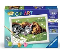 Ravensburger - CreArt Kids 13 x 18 cm - Número de arte - Duo Gato y Perro - Kit de pintura por números - a partir de 7 años - 25966