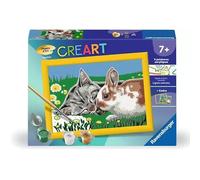 Ravensburger CreArt Kids 13 x 18 cm - Número de arte - Gatito y su compañero Le Conejo - Kit de pintura por números, a partir de 7 años - 25658