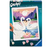Ravensburger - Creart: Los Cisnes Enamorados, Pintar por Numeros Adultos, Kit Pintura 24 x 30 cm, Manualidades Adultos, Todo Incluido