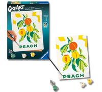 Ravensburger - CreArt Melocotón, Kit pintar por números adultos | Kit con lámina 18x24 cm, colores, pincel y marco incluidos; incluye todo lo necesario para pintar para adultos.