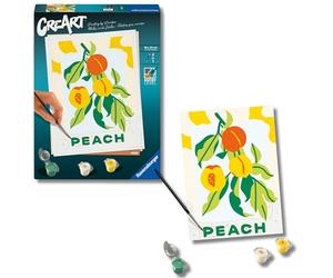 Ravensburger - CreArt Melocotón, Kit pintar por números adultos | Kit con lámina 18x24 cm, colores, pincel y marco incluidos; incluye todo lo necesario para pintar para adultos.