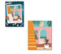 Ravensburger - CreArt Modo Vacaciones ON, Kit pintar por números adultos | Kit con lámina 24x30 cm, colores, pincel y marco incluidos; incluye todo lo necesario para pintar para adultos.
