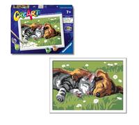 Ravensburger - CreArt Perro y Gato Dulce Sueño, Kit Pintar números +7 años