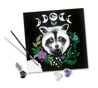 Ravensburger - CreArt Pixie Cold, Mapache, Kit para Pintar por Números, Contiene una Tabla Preimpresa 20x20 cm, Pincel, Colores y Accesorios, Juego Creativo Relajante para Adultos 14+ Años