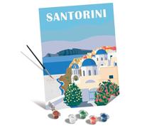 Ravensburger - CreArt Santorini, Kit pintar por números adultos | Kit con lámina 30x40 cm, colores, pincel y marco incluidos; incluye todo lo necesario para pintar para adultos.