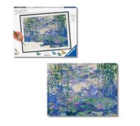 Ravensburger-CreArt ART COLLECTION - Monet, Los nenúfares,Kit para Pintar por Números, Contiene una Tabla Preimpresa 40x30cm, Pincel,Colores y Accesorios, Juego Creativo Relajante para Adultos 14+Años