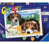 Ravensburger - CreArt Serie D, Cachorros Jack Russel, Pintura por Numeros, Kit de Pintura para Niños, Juego Educativo para Niños de 7+ Años, 26x20 cm