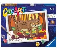 Ravensburger - CreArt Serie D: Lince en el Bosque, Pintar por Numeros Niños, Cuadros para Pintar por Numeros Niños, Incluye Completo Kit Pintar y Marco, para Niños de 9+ Años, 24x18 cm