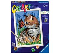 Ravensburger - CreArt Serie D, Gatito y Mariposa, Pintura por Numeros, Kit de Pintura para Niños, Juego Educativo para Niños de 9+ Años, 26x20 cm
