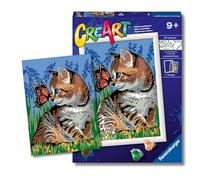 Ravensburger - CreArt Serie D, Gatito y Mariposa, Pintura por Numeros, Kit de Pintura para Niños, Juego Educativo para Niños de 9+ Años, 26x20 cm