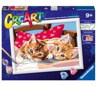 Ravensburger - CreArt Serie D, Gatitos en la Almohada, Pintura por Numeros, Kit de Pintura para Niños, Juego Educativo para Niños de 9+ Años, 26x20 cm