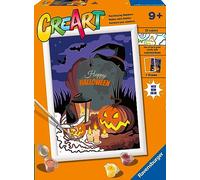 Ravensburger - CreArt Serie D: Halloween Mood, Pintar por Numeros Niños, Cuadros para Pintar por Numeros Niños, Incluye Completo Kit Pintar y Marco, para Niños de 9+ Años, 24x18 cm, Pinturas en Neón
